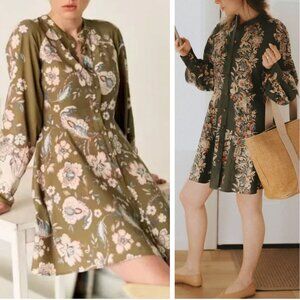 BEST Sezane Caprice Mini Dress  FR34/US2 Rama Kaki Floral French Elegant Casual